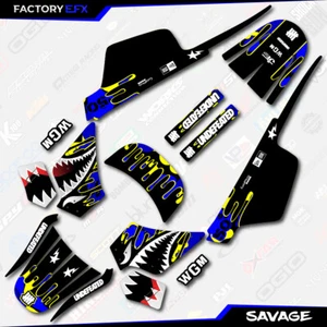 Kit de gráficos de carreras Savage azul y amarillo se adapta a Yamaha PW50 PW 50 todos los años personalizado - Imagen 1 de 2