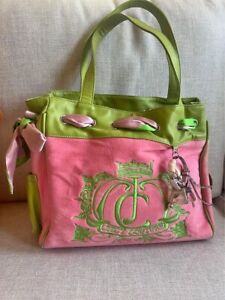 RARE Juicy Couture Vintage Daydreamer Bag Pink and Lime Green Sequin Large