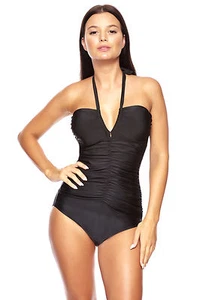 1270)TRAJE DE BAÑO REFINADO NEGRO TRAJE DE BAÑO DE UNA PIEZA NUEVO TALLA 38 - 50 - Imagen 1 de 2