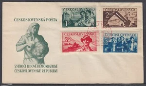 Checoslovaquia Scott 410-3 FDC - 1950 edición del trabajador - Imagen 1 de 1