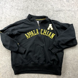 Appalachain State University Pullover Men Large Black Yellow Logo 1/4 Zip - Picture 1 of 8