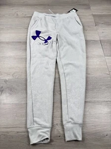 Under Armour Pants Youth L 14-16 Gray Big Logo Rival Fleece Warm Up Jogger Girls - Picture 1 of 11