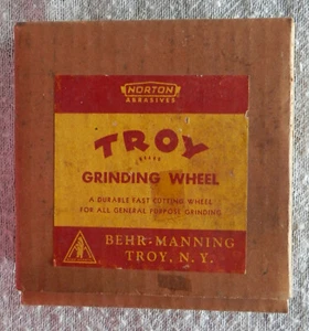 NORTON TROY GRINDING WHEEL, T44-M, 4 X ¾ X 1” Vintage with box - Picture 1 of 4