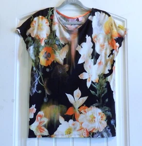 Ted Baker London Women's Floral Blouse Top T-Shirt Tee SZ UK 2 or U.S. 4 - Picture 1 of 2