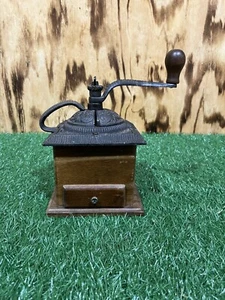 Coffee Grinder Cast Iron Hand Crank Mill Dove Tail Wood Counter Top - Picture 1 of 4
