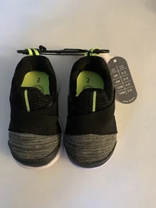 Wonder Nation Baby Sneeker Shoes - Size 2 Black Gray With Green - Picture 1 of 8