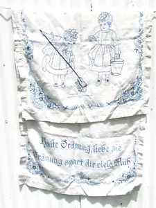 VINTAGE EMBROIDERY 2 YOUNG WOMEN CLEANING - KEEP ORDER, LOVE IT SAVES LOT 30" W - Picture 1 of 10