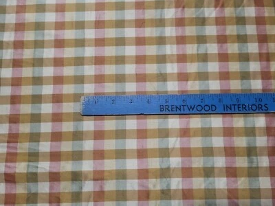 BORRIS SAPLING 红色绿色金色白色灰褐色格子/格子丝绸织物 — 第 1/3 张图片