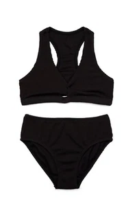 Wonder Nation Girl's Black Popcorn Bikini Swimsuit Size M (7-8) NEW - Picture 1 of 4