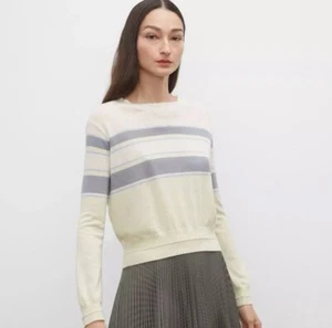 Club Monaco Cashmere Sweater Striped Beige Blue Yellow Size Small Multicolor - Picture 1 of 9