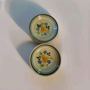2 Stangl Pottery Country Garden Coupe Soup Bowls Flowers Tulip Etched Vtg MCM - Picture 1 of 3
