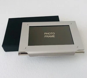 2 X Business Card Case ID Holder With Photo Frame Metal and Glass New In Box - Picture 1 of 5