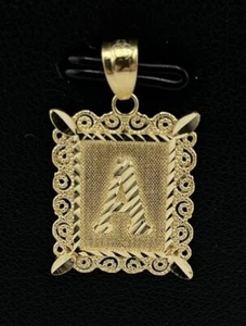 10K 1,63g Gelbgold Diamantschliff Anfangsbuchstabe "A" Rechteck Anhänger hübsch!!! - Bild 1 von 4
