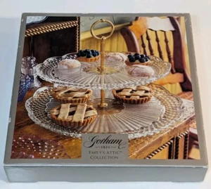 Vintage Gorham Emily's Attic Crystal Two-Tier Tray, Clear Glass, Free Shipping - Picture 1 of 9
