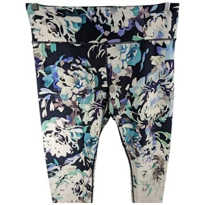 Leggings Athleta Yoga Donna XL Blu Floreale (34x25) Palestra Capri Fiori Colorati - Foto 1 di 9