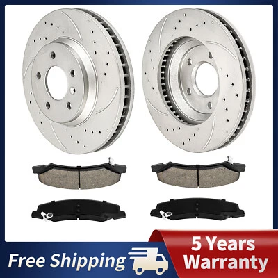 Front Drilled Disc Rotors Brake Pads For Chevrolet Impala 2006-2016 Monte Carlo  - Image 1 of 4