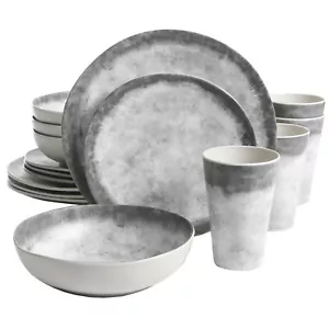 Gibson Home Granite Organic 16-Piece Round Melamine Dinnerware Set - Marble - Picture 1 of 5