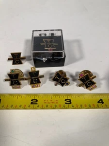 6 Spille Vintage Tandy Corporation Servizio Dipendenti Cravatta 10k Gold Filled - Foto 1 di 1