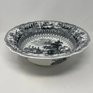 Antique American Canova Stone Ware Bowl ~ Black & White 13.5" wide, 4.5" Tall - Picture 1 of 12
