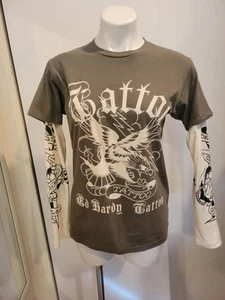 Ed Hardy By Christian Audigier Olive Long Slvs Eagle '77 Tat SzS Unisex Adults - Picture 1 of 18