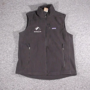 Patagonia Vest Mens Medium Black Classic Synchilla Fleece Full Zip Hiking New - Picture 1 of 9