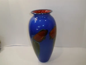 Vaso 12" Vetro Artistico Design Pesce Firmato Satava Ottime Condizioni - Foto 1 di 16