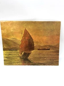Vintage Holzrahmen Lito Sampans bei Sonnenuntergang von Woody 65 - Bild 1 von 6