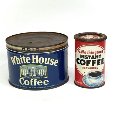 White House & G. Washington’s Coffee Cans 1 Lb. & 2 oz Empty Lot Of 2 - Image 1 of 4