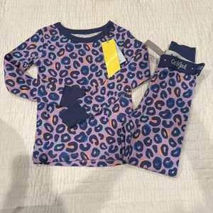Cat And Jack NWT Kids 4T Purple Cheetah Print Pajama Set Girls 2 Pieces Pants - Picture 1 of 7