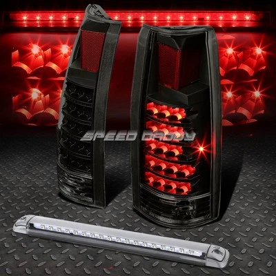 BLACK HOUSING SMOKED LED TAIL+CLEAR 3RD BRAKE LIGHT FOR 92+ SUBURBAN/TAHOE/YUKON - Image 1 of 4