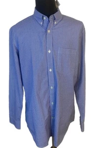 Banana Republic Dress Shirt Men's XL 17-17.5 Blue Gingham Classic Fit NEW - Picture 1 of 12