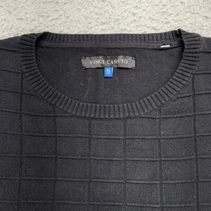 Vince Camuto Sweater Mens XLT Tall Black Pullover Crew Neck Long Sleeve Check - Picture 1 of 11