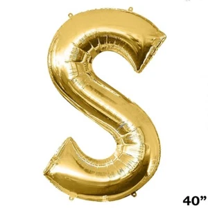 40" GOLD Letter S Mylar Foil Balloon 1 pc Party BackDrop Decorations Supply - Picture 1 of 5