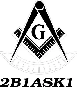 White Vinyl Decal Past Master Symbol with 2B1ASK1 car truck Masonic - Bild 1 von 1