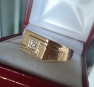 Vintage 9ct Yellow Gold & Diamond Ring h/m c.1980/90s - size U - Imagen 1 de 6
