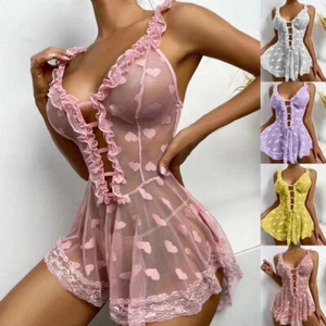 Damen Sexy Nachtkleid Erotik Negligee Babydoll Nachthemd Nachtwäsche Dessous Hot - Bild 1 von 16