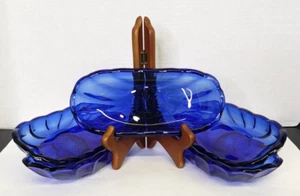5 Fountainware Cobalt Blue by Anchor Hocking Flat Banana Split - Picture 1 of 8