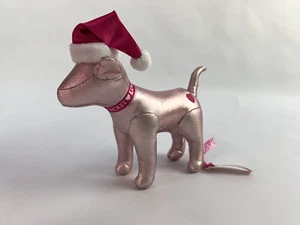 NWT Victoria's Secret Rare VS Pink Plush Dog Santa Metallic Stuffed Animal - Picture 1 of 7
