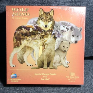 SunsOut Wolf Song 1000 Pieces Jigsaw Puzzle Special Shaped Die Cut Dennis Rogers - Picture 1 of 7
