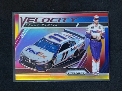 2019 Panini Prizm - Velocity Denny Hamlin #72 - Rainbow Prizm /24 SP - Image 1 of 2