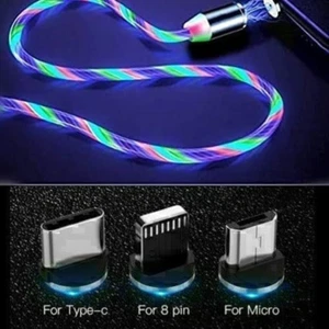 Universal Charging Cable LED~Flow with 3 Magnetic Tips⚡USB-C⚡Lighting⚡Micro-USB - Picture 1 of 13