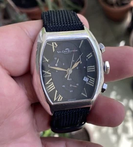 Van Der Bauwede Cal.25 Magnum Commander Silver Quartz chronograph watch working - Picture 1 of 10