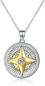 925 Sterling Silver Compass of Life Pendant Chain Necklace in Jewellery Gift Box - Picture 1 of 7