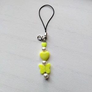 Breloque téléphone papillon pendentif lanière coeur suspension décoration voiture fait main - Photo 1 sur 5