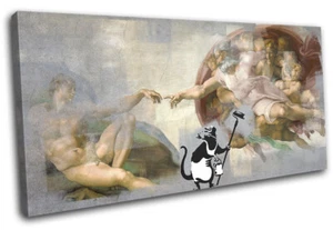 Creation of Adam Banksy Painter Urban SINGLE CANVAS WALL ART Picture Print - Picture 1 of 1