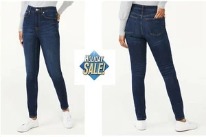 Kostenlose Montage Damen GRÖSSE 22 hohe Skinny Jeans dunkel gewaschen BLAU Neu mit Etikett - Bild 1 von 11