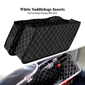 4" Saddlebag Inner Liner Bag White Stitching Insert Lining Fit For Touring 93-13 - Picture 1 of 12