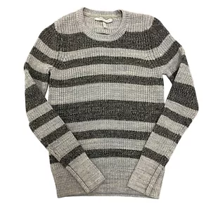 Victoria's Secret Jumper Grey Striped Knit Womens XS 100% Cotton Crew Neck - Picture 1 of 12