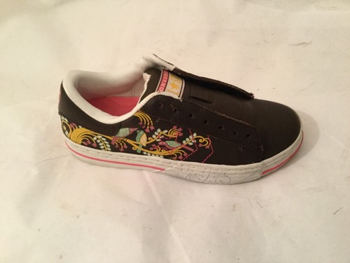 Scarpe sneakers basse stringate Converse donna 6 37 pelle marrone uccellino floreale