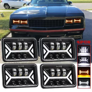 Fit Chevrolet Monte Carlo SS 1980-1988 4PCS 4x6" LED Headlights DRL Hi/Lo HALO - Picture 1 of 9